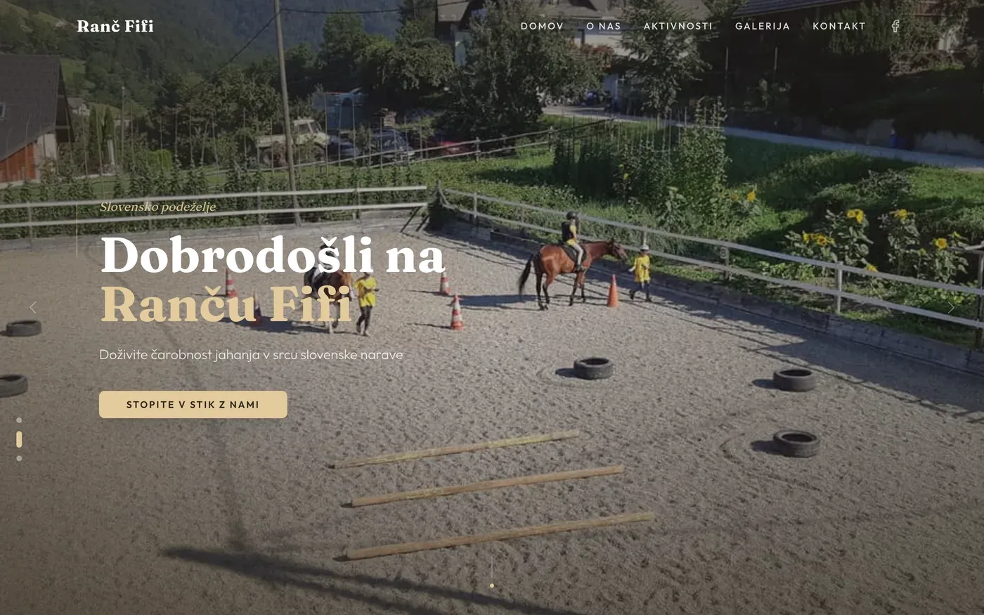 Naslovnica spletne strani Ranč Fifi