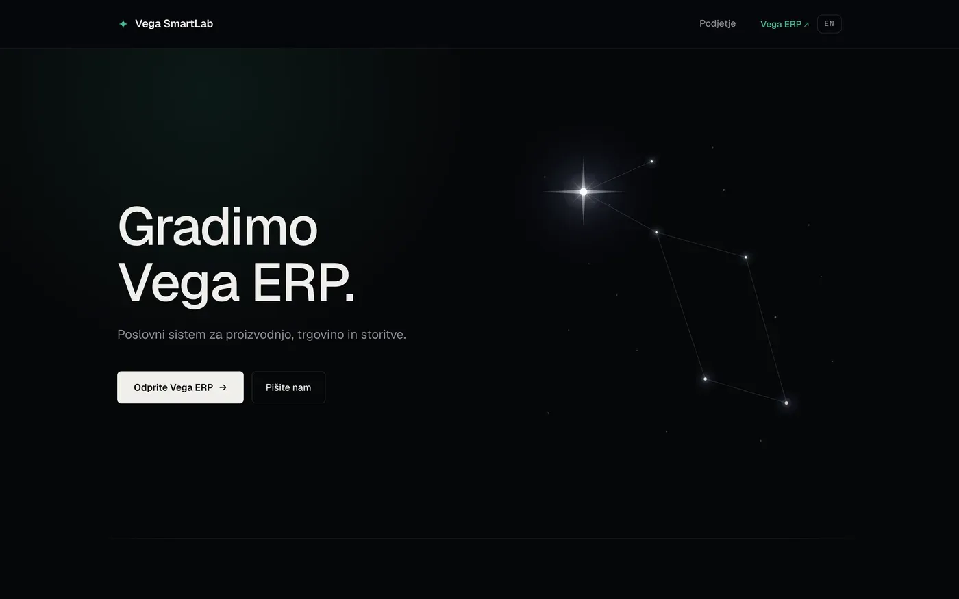 Naslovnica spletne strani Vega SmartLab